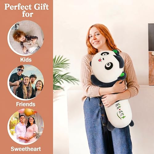 Image of Tickles Panda Soft Stuffed Plush Animal Bolster Pillow Cushion for Sofa Boys & Girls Birthday Gift (Size: 60 cm Color: Black & White)