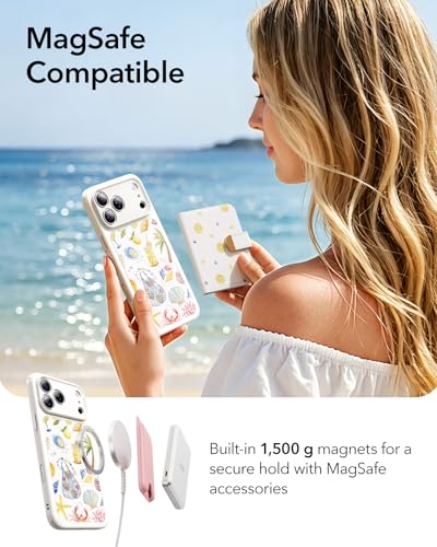 Image of ESR for iPhone 17 Pro Case, Camera Control Cover, Compatible with MagSafe, Shockproof Military-Grade Protection, Magnetic Case for iPhone 17 Pro, Classic Hybrid, Coastal Summer, Cream White