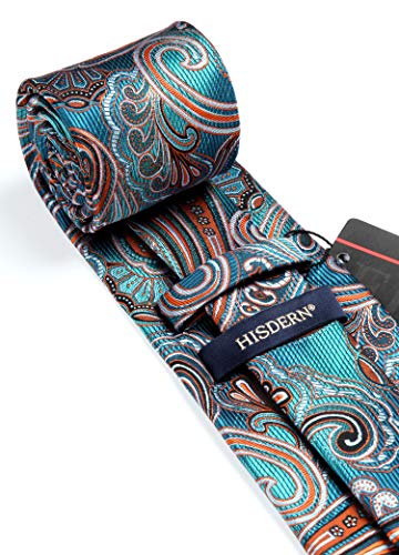 Image of HISDERN Ties for Men Paisley Tie and Pocket Square Woven Classic Floral Mens Ties Handkerchief Set Wedding Party Necktie