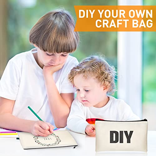 Image of Reginary 80 Pack Canvas Zipper Makeup Bags Bulk Pencil Pouches Blank DIY Craft Canvas Cosmetic Bag Pouch with Zipper for Makeup Cosmetic Toiletry Stationary Storage(Natural and Black Zippers)