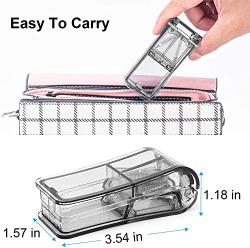 Image of JohnBee Pill Cutter | Best Pill Cutter for Small or Large Pills | Designed in The USA| Cuts Vitamins | Pill Splitter with Shield | Includes Keychain Pill Holder (Gray)