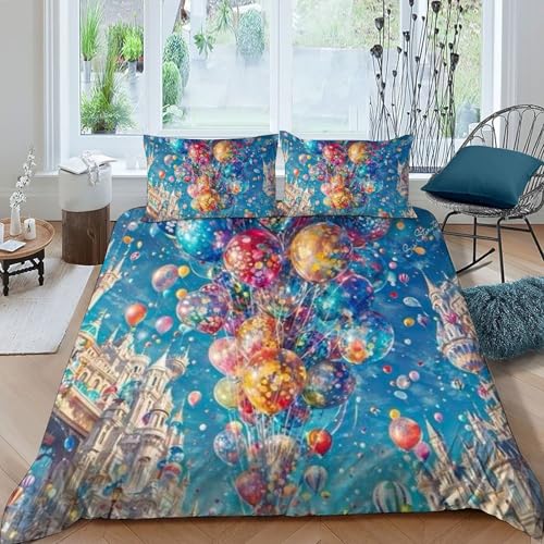 Housse de couette King 220x240 en microfibre imprimé 3D avec 2 taies d'oreiller