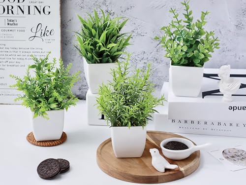 Bafenli 4 Pack Mini Artificial Plants Greenery Potted Plastic Fake Plants for Home Bathroom Office Table Decor - Cosy Home Interiors Bafenli 4 Pack Mini Artificial Plants Greenery Potted Plastic Fake Plants for Home Bathroom Office Table Decor - Image 5