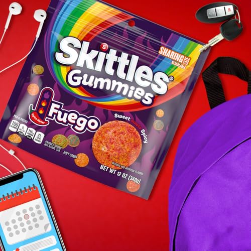 Image of SKITTLES Gummies Fuego Sweet and Spicy Gummy Share Size Candy Bag, 12 Oz (Pack of 8)