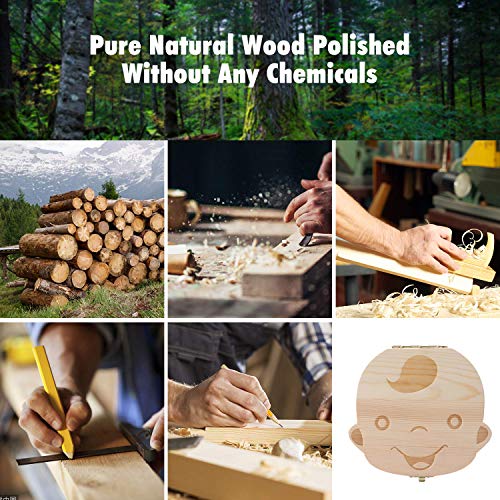 Baby Tand Save Box, Kids Tooth Keepsake Box, Houten Keepsake Organizer voor Baby Tanden, Leuke Kinderen Tandencontainer met Pincet en Lanugo Fles om het Childhood Memory door DesignerBox (Boy) te bewaren - Image 5