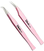 Kit 2 Pinças Extensão De Cílios Aço Japonês 45ª e Golfinho Volume Russo e Fios Tecnológicos Lash Designer