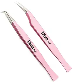 Kit 2 Pinças Extensão De Cílios Aço Japonês 45ª e Golfinho Volume Russo e Fios Tecnológicos Lash Designer