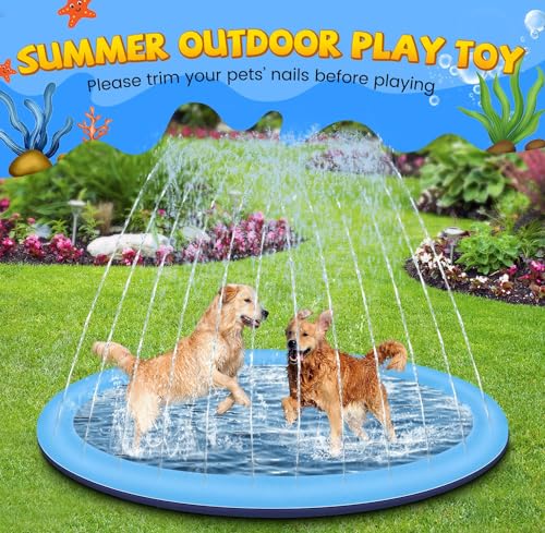 Tosekry Splash Pad für Kinder mit Antirutschfunktion, Wassersprinkler Outdoor Wasserspiel Garten, 200CM Sprinkler Pool Wasserspielzeug für Kinder & Hunde (Blau)