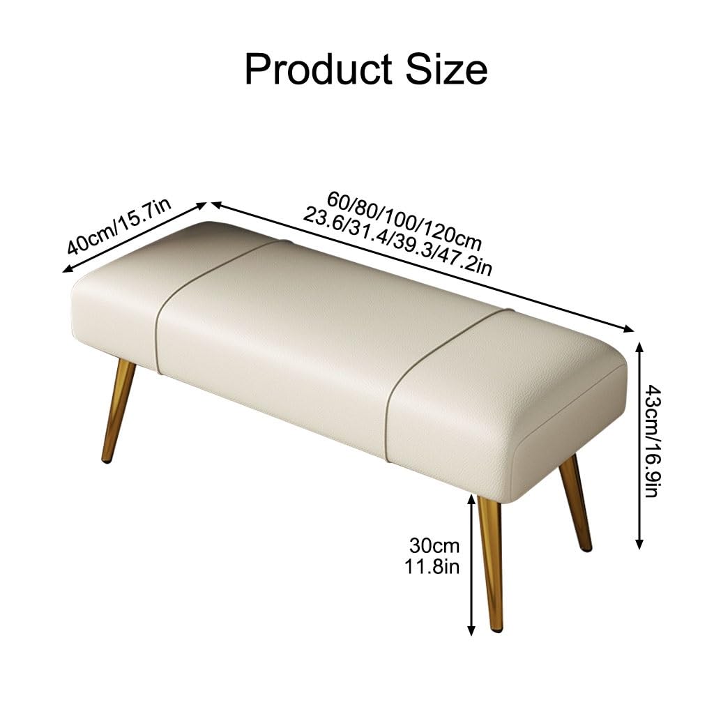 Ce Banc Long et capitonné Moderne de 60 cm avec Pouf rembourré et Pieds en métal, d'un élégant Gris Clair, est idéal pour l'entrée et Le Salon. Il Peut également Servir de siège d'appoint ou