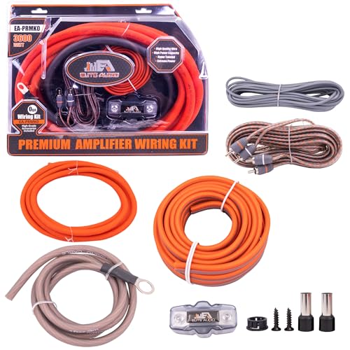 Elite Audio 0 Gauge Amplifier Wiring Kit, 3600W CCA Amp Install Kit