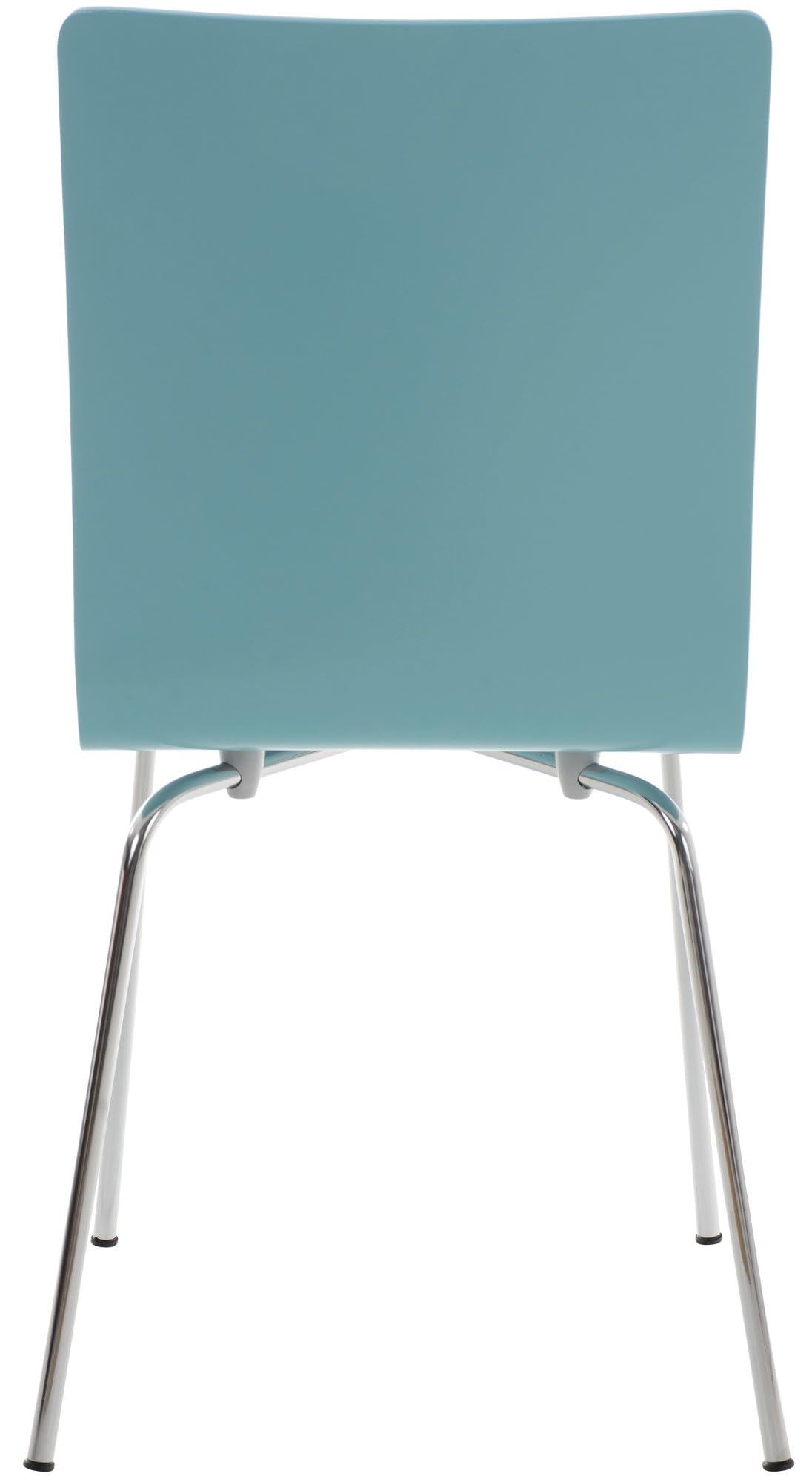 CLP Set 4 Sedie Visitatore Pepe I Sedia Attesa Con Seduta In Legno E Telaio In Metallo Cromato I Sedia Ergonomica E Facile Da Pulire, Colore:azzurro