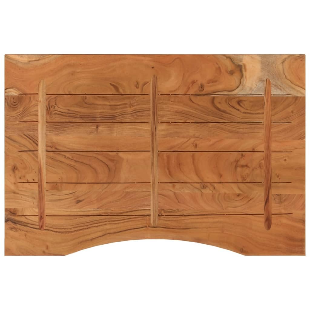 Vassoio da scrivania 80 x 60 x 2,5 cm, rettangolare in legno massiccio di acacia, design ergonomico, durevole per ufficio e casa, superficie naturale, portata 75 kg