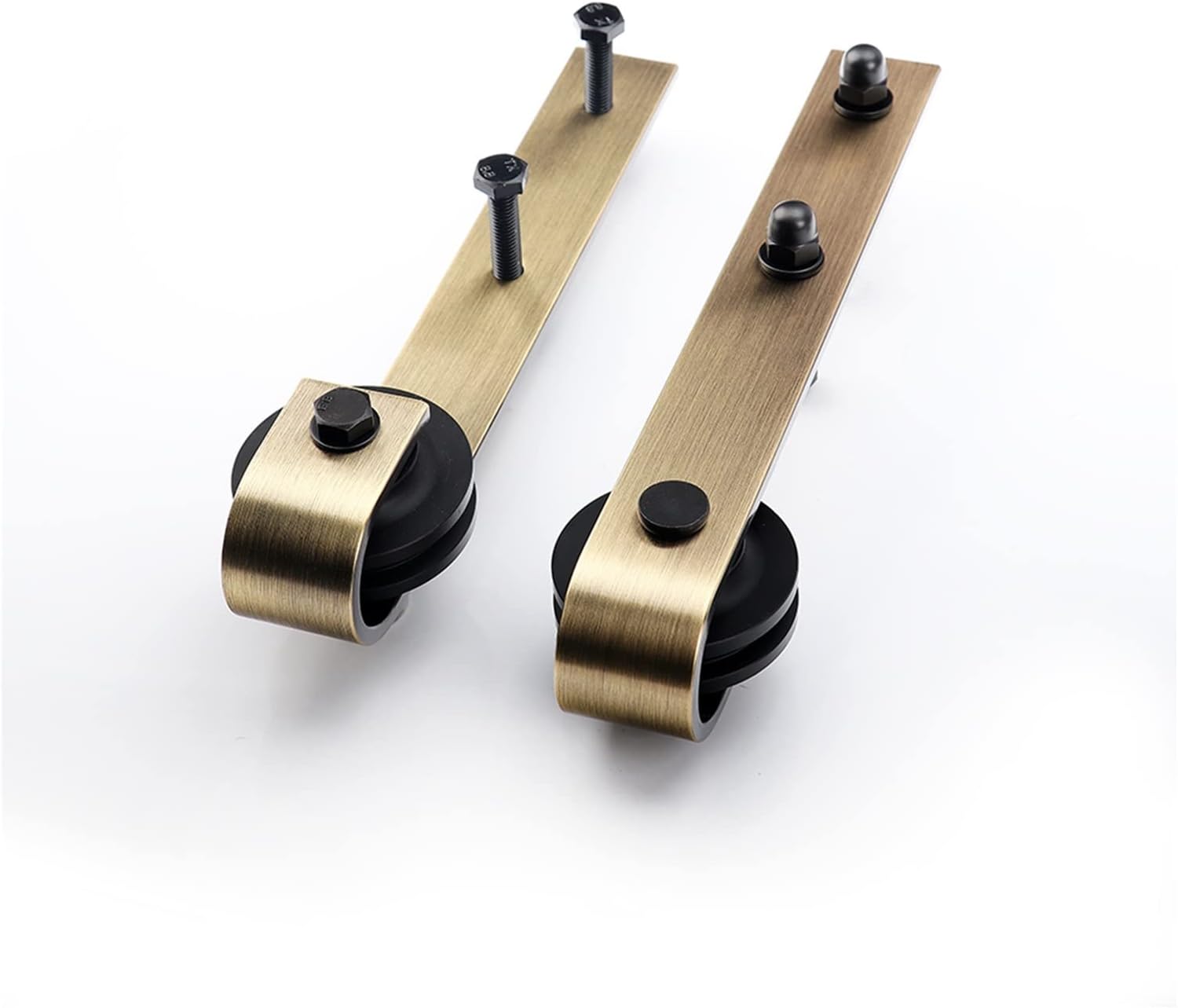 Door Hardware Track Kit 6.6ft Antique Bronze Brass Gold Steel Sliding Barn Door Hardware Kir for Wood Door (Color : 6.6ft kit) (2 Rollers)