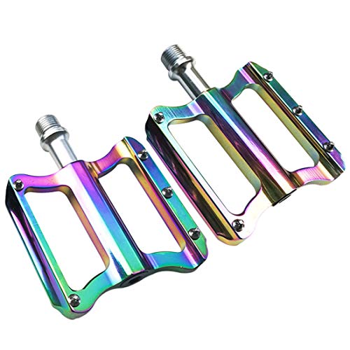Weichuang Pedales de Bicicleta Antideslizante Pedal para Bici de Carretera Montaña Ultraligero Ensanchada Plataforma de Aleación de Aluminio para Bici Multicolor Talla única