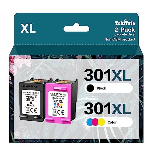 TohiTata 301XL Cartuchos de Tinta Remanufacturado para 301 XL, Negro y Tricolor, Alta Capacidad, Compatible con HP Envy 4500 5530, DeskJet 1000 1050 1050A 1510 2050 2540 3050, OfficeJet 2620