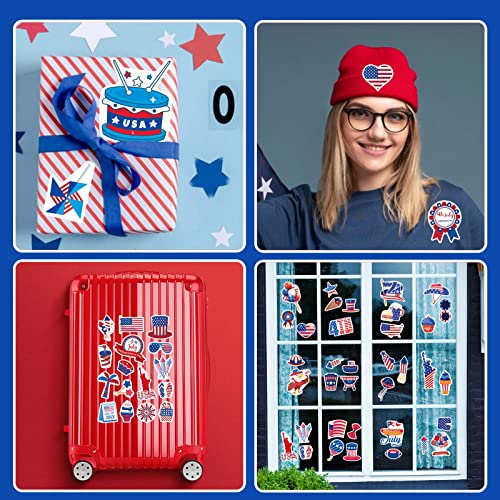 16 Sheets 4Th Of July Stickers For Kids Patriotic Crafts Stickers Independence Day Red White Blue Stickers,4Th Of July Face Stickers For Kids Party Favors Games Supplies,Memorial Day #TOP3