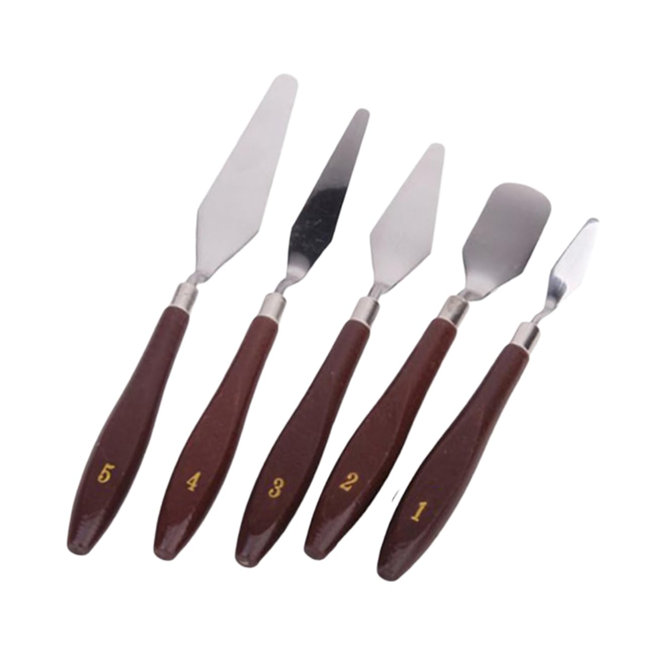 Operitacx 5pcs Oil Painting Knives Palette Spatula Set Stainless Steel Wooden Handle
