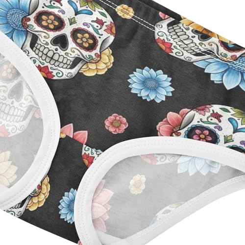 Aesthetic Girls Underwear Toddler 2t Cotton Girl Panties Cute Ornate Skulls Colorful Floral Black Briefs Kids Undies4