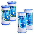 ICEPURE 5 Micron 10" x 4.5" Whole House Water Filter Compatible with GE FXHTC 2 Pack and 10" x 4.5" Whole House Pleated Water Filter Replacement 2Pack