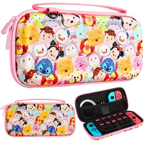 Koecya Carrying Case for Nintendo Switch/Switch OLED Travel Carry Cases for Kids Girls Teen Boys Cute Kawaii Cartoon Character Portable Hard Shell Covers Pouch Storage Bag for Nintendo Accessories