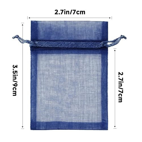 Image of Joycraft 50 Pcs Organza Bags - 2x3 Inch Gift & Party Favor Bags - Navy Blue Mesh Drawstring Pouches for Jewelry, Candy, Desserts & Festivals