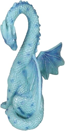 Miniatura 4 de Ebros - Figura de dragón azul de Cupido de San Valentín, 5.5 pulgadas de alto, romántico dragón masculino, parte izquierda de la curva del corazón,
