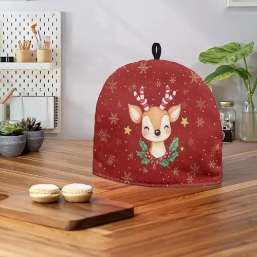 Image of Hudotybom Smile Deer Tea Cozy for Teapot Insulated Large Teapot Cover to Keep Warm Tea Kettle Cover Thanksgiving Fall Kitchen Home Decorations