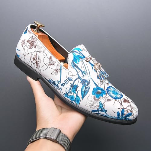 Santimon Men's Luxury Floral Slip-On Loafers with Tassel Fashion Dress Shoes for Weddings, Prom & Formal Events Tuxedo Suit Shoe2