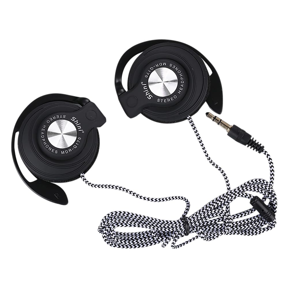 Over-Ear Heavy Bass Headset Wired Headphones with Adjustable Ear Hook Earphones Music Earphone for Phone (Black)