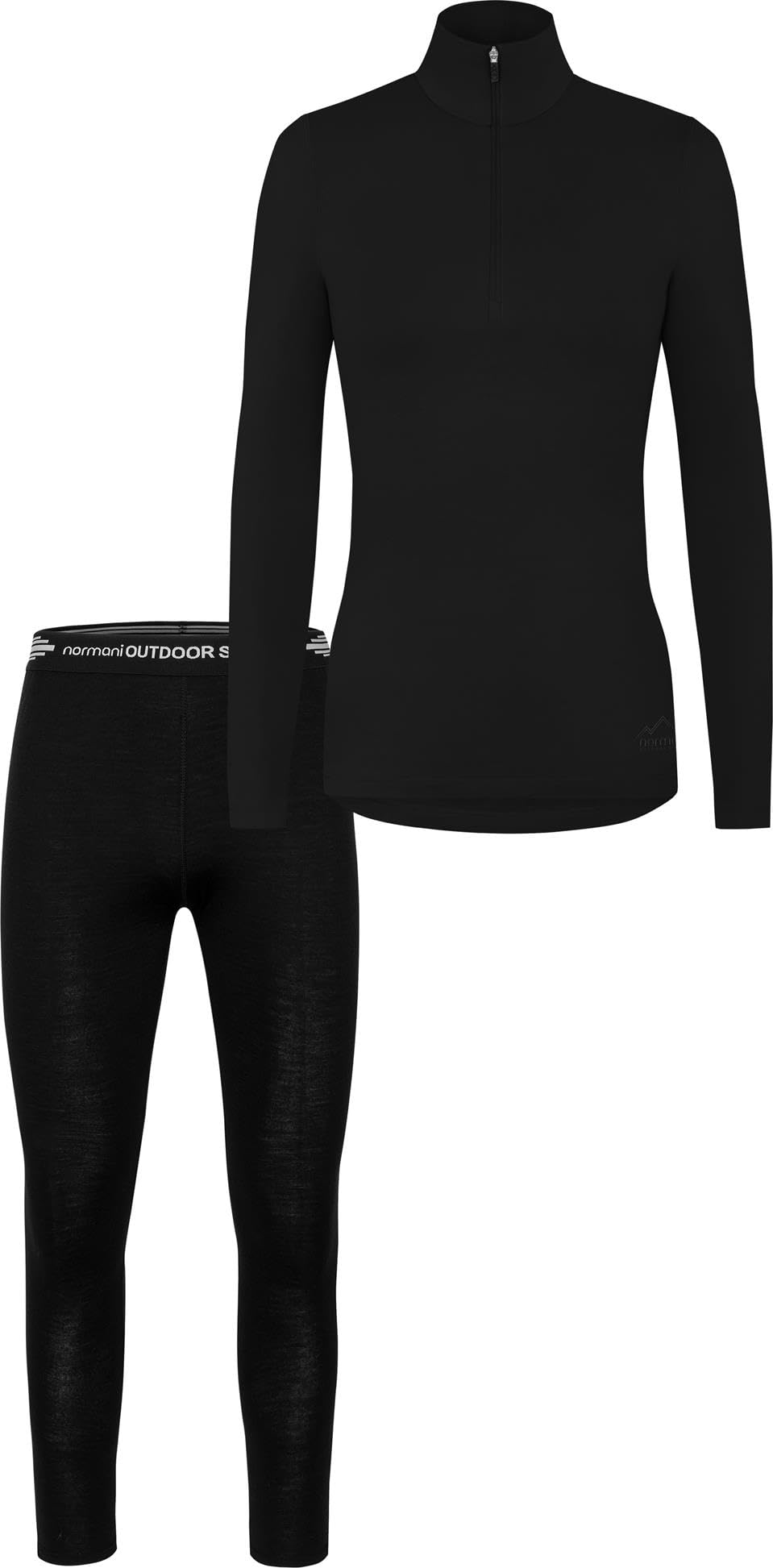 normani Damen Merino Set Unterwäsche-Set Garnitur Damen Thermo Pullover mit Reißverschluss und Unterhose - 100% Merinowolle Thermounterwäsche Ski-Funktionsunterwäsche