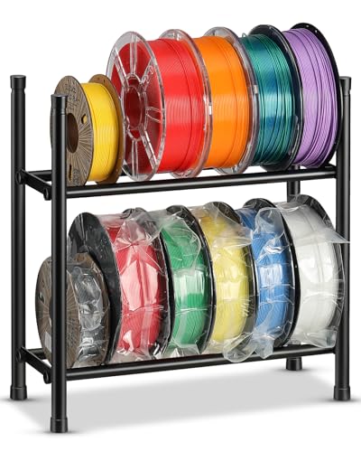 Desktop 3D Printer Filament Storage Rack - Tabletop 2-Tier Stackable Organizer for Filament Spools, Holds 5 Spools per Layer, Expandable to 4 Layers for PLA/ABS/TPU Filament (4-Tier)
