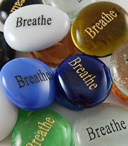 Set of 6 Breathe Engraved Glass Spirit Stones