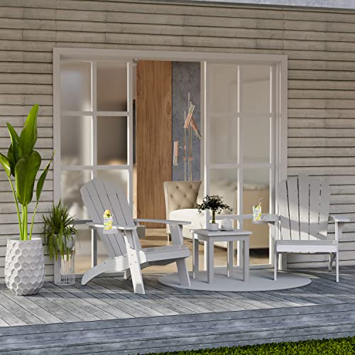 Yefu Plastic Adirondack Chair Oversized With Cup-Holder (Large Dual-Purpose), Weather Resistant, Poly Lumber Outdoor Chairs Duty Rating Widely Used In Patio, Lawn, Outside, Deck, Outdoor, Chairs-White #TOP1