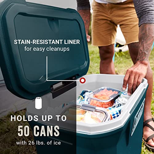 Image of Coleman Classic Series Insulated Portable Wheeled Cooler, Leak-Resistant Outdoor Hard Cooler Keeps Ice up to 5 Days, 62qt /65qt /100qt Options