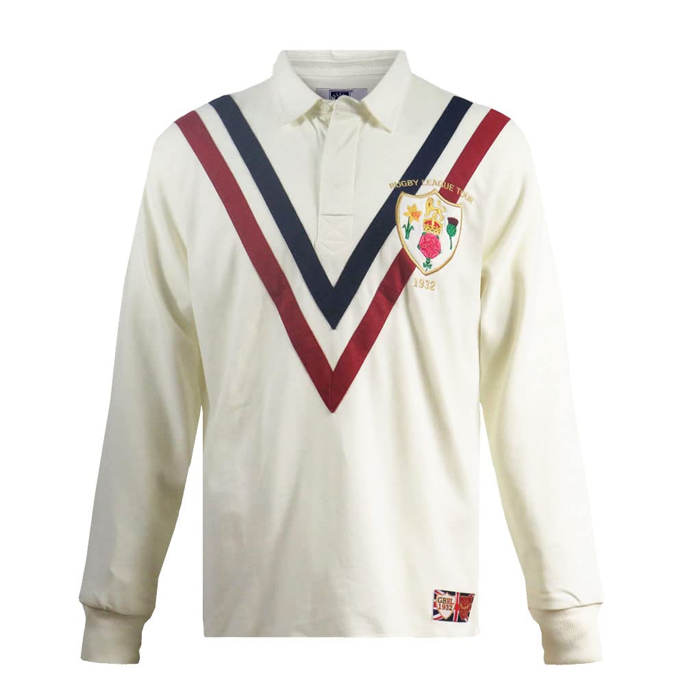 Ellis 1871 Rugby Men's Beige Heritage Rugby League Shirt 1932 Great Britain