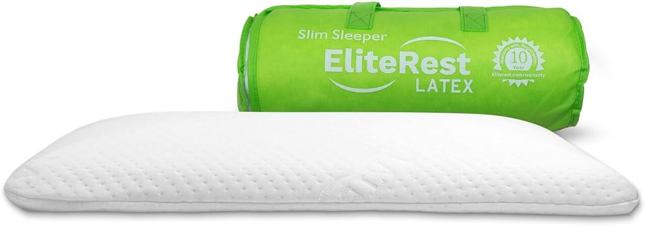 Slim Sleeper Thin Latex Pillow – Perfect for Back and Stomach Sleepers - Offers Superior Comfort and Neck Alignment - Durable and Washable - Premium Cotton Cover - 2.75 Inch Ultra-Thin