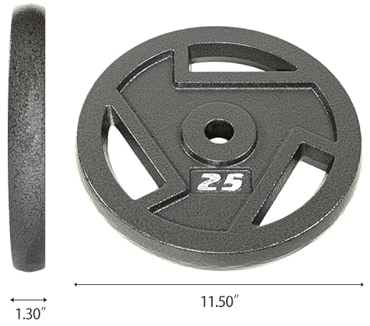 Signature Fitness Standard 1-Inch Cast Iron Plate Weight Plate for Strength Training and Weightlifting