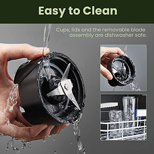 Comfee' Compact Personal Blender, With Tritan Bpa-Free 20 Oz And 10 Oz Travel Cups With Lids, For Shakes, Frozen Drinks, Smoothies, Food Prep, 300-Watt Base, Stainless Steel #TOP4