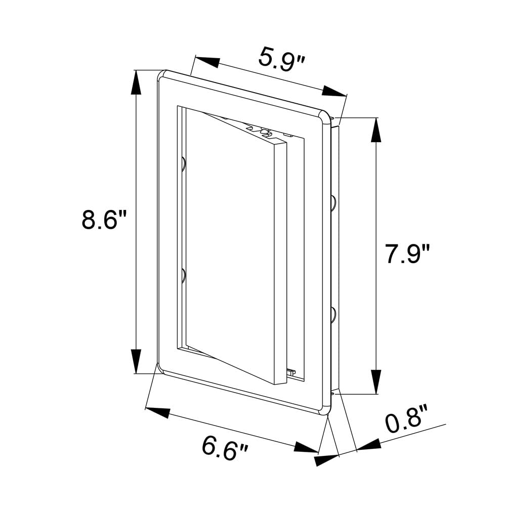 Awenta Drzwi z tworzywa sztucznego 150 x 200 mm – biała pokrywa klapy otwierającej – zamek do drzwi skrzynkowych – zasuwa – ukryty zawias – zdejmowane drzwi – gładka powierzchnia do lakierowania