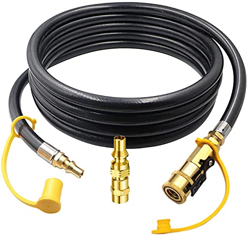 MCAMPAS Manguera de propano de 12 pies, kit adaptador de desconexión rápida de 1/4 pulgadas con rosca hembra de 1/8 pulgadas x enchufe de conexión rápida de 1/4 pulgadas de repuesto para Weber