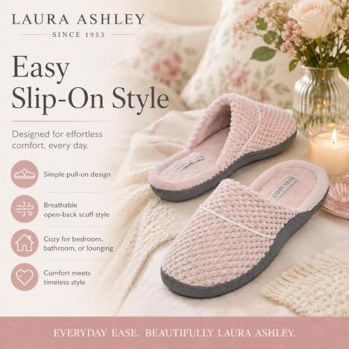 Image of Laura Ashley Women's Spa Slip-On Rugged Scuff Slipper, Non-Slip House Slippers with Cushioned Insole for Ladies