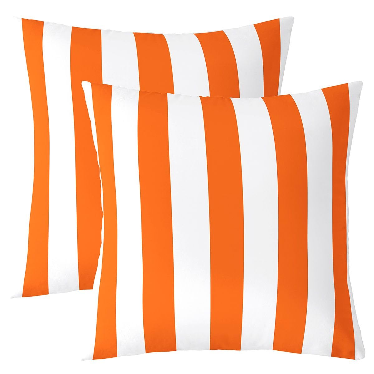Homewish Orange White Striped Decorative Cushion Covers 60 x 60 cm Set of 2 — image 1