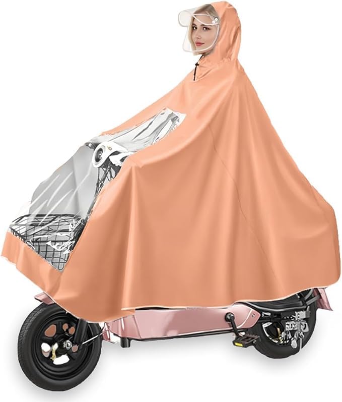 Cape Pluie Moto Électrique Oxford Visière PU8000mm Réfléchissante | Tissu Oxford imperméable PU8000mm, visière amovible, bandes réfléchissantes, résistant au vent unisexe moto fauteuil roulant