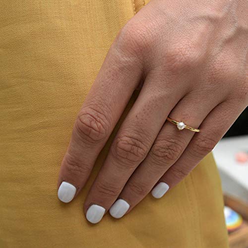 Blossom & Hue Mini Pearl Ring - 18K Gold Vermeil - Size 8 - Vintage Dainty Band #TOP1