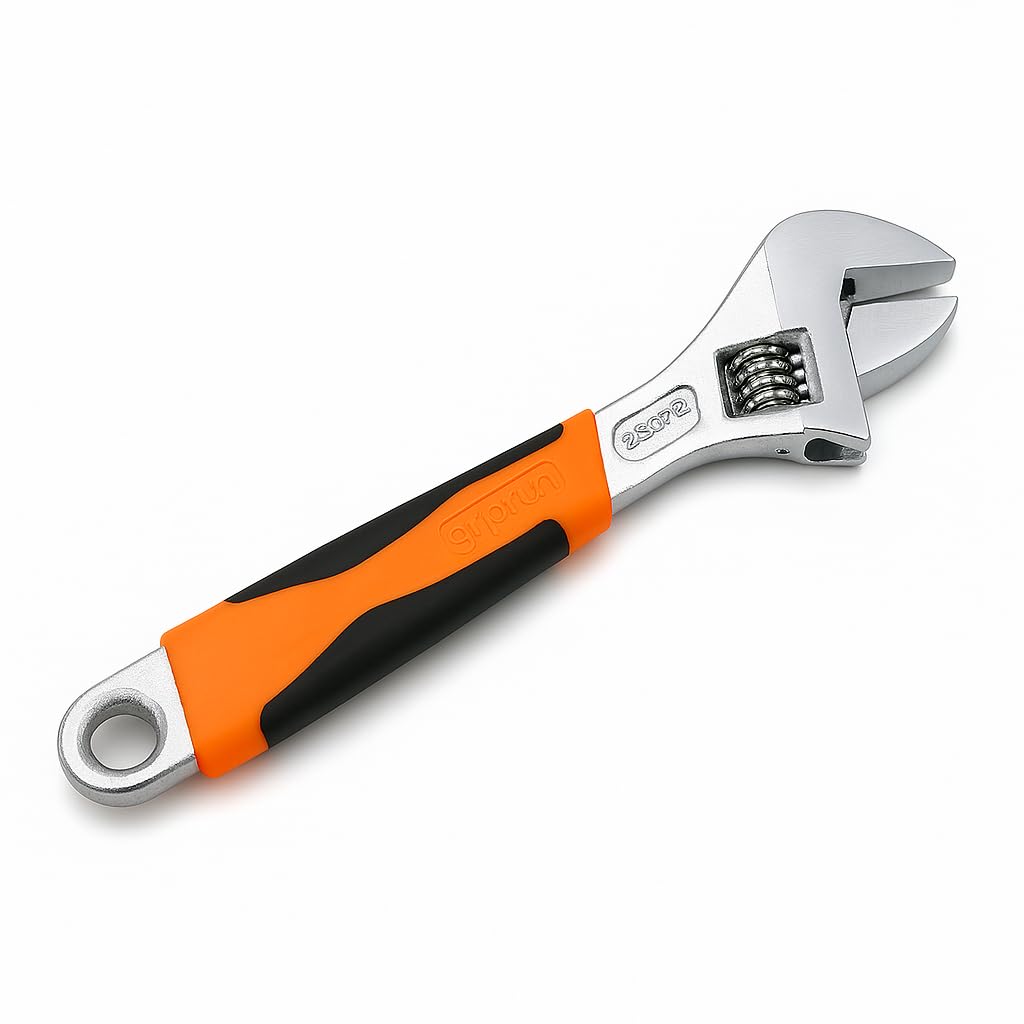 Llave Inglesa Ajustable Longitud 200 mm x 24mm con Boca Ancha, Mango Ergonómico, Acero Carbono, Herramienta para Mecánica y Fontanería
