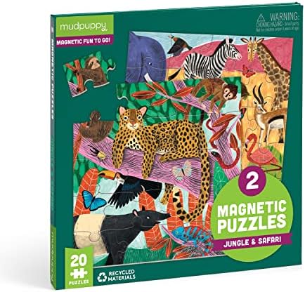 Mudpuppy Safari & Jungle – Magnetic Puzzle Set with Travel Friendly Tri-Fold Portfolio for Children Ages 4 and Up 2