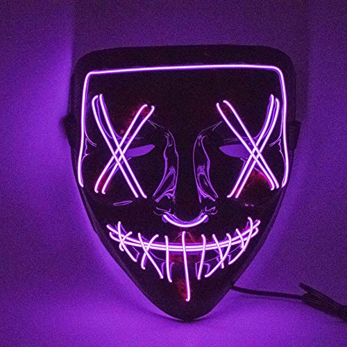 YCL LED Mask Halloween Mask Light up Cosplay Glowing Mask Christmas Gecorations Gift for Festival Party (purple)