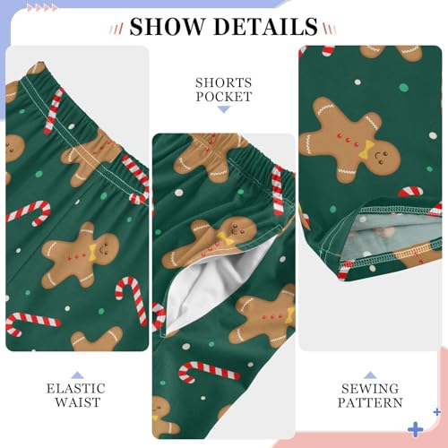 ZZXXB Candy Cane Gingerbread Boys Long Pants Soft Trousers Elastic Waist Kids Lounge Bottoms with Pockets S-XL4