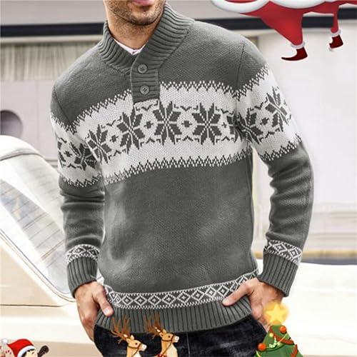 Men’s Casual Christmas Sweater Slim Fit Ugly Knitted Xmas Knitwear Holiday Knit Snowflake Pullover Sweaters2