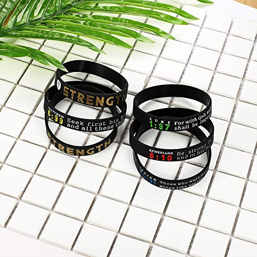Finrezio 8-16Pcs Religious Silicone Bracelet With Bible Verses Christian Wristbands Grace Power Hope Faith Strength Inspirational Bracelets Set For Religious Gifts #TOP4